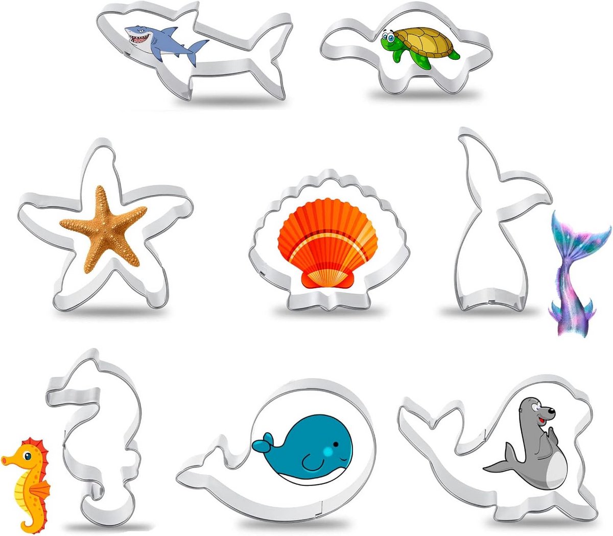 Ocean Cookie Cutter Set - 8 Delicate Shapes voor Bakkers