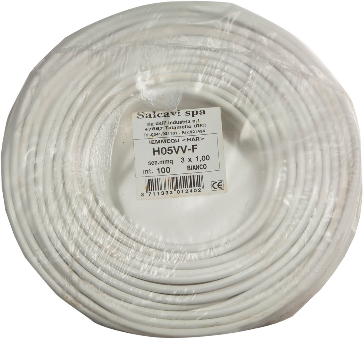Huishoudkabel - VMVL - 3 x 1.0 mm² - 100 m - wit