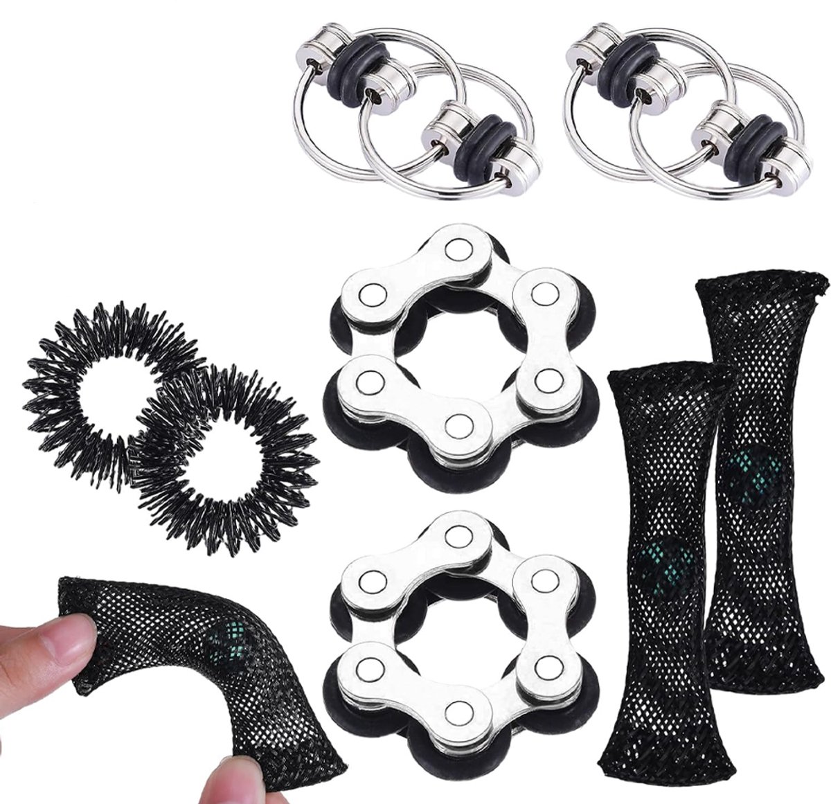 OUYLAF Fidget Toys Pakket - figet toys pakket - Anti-Stress Speelgoed - anti stress speelgoed - anti stress speelgoed volwassenen - 8 Stuks - Leuk als cadeau voor jongens/meisjes - Ondersteunt bij o.a. autisme/ADHD - zwart