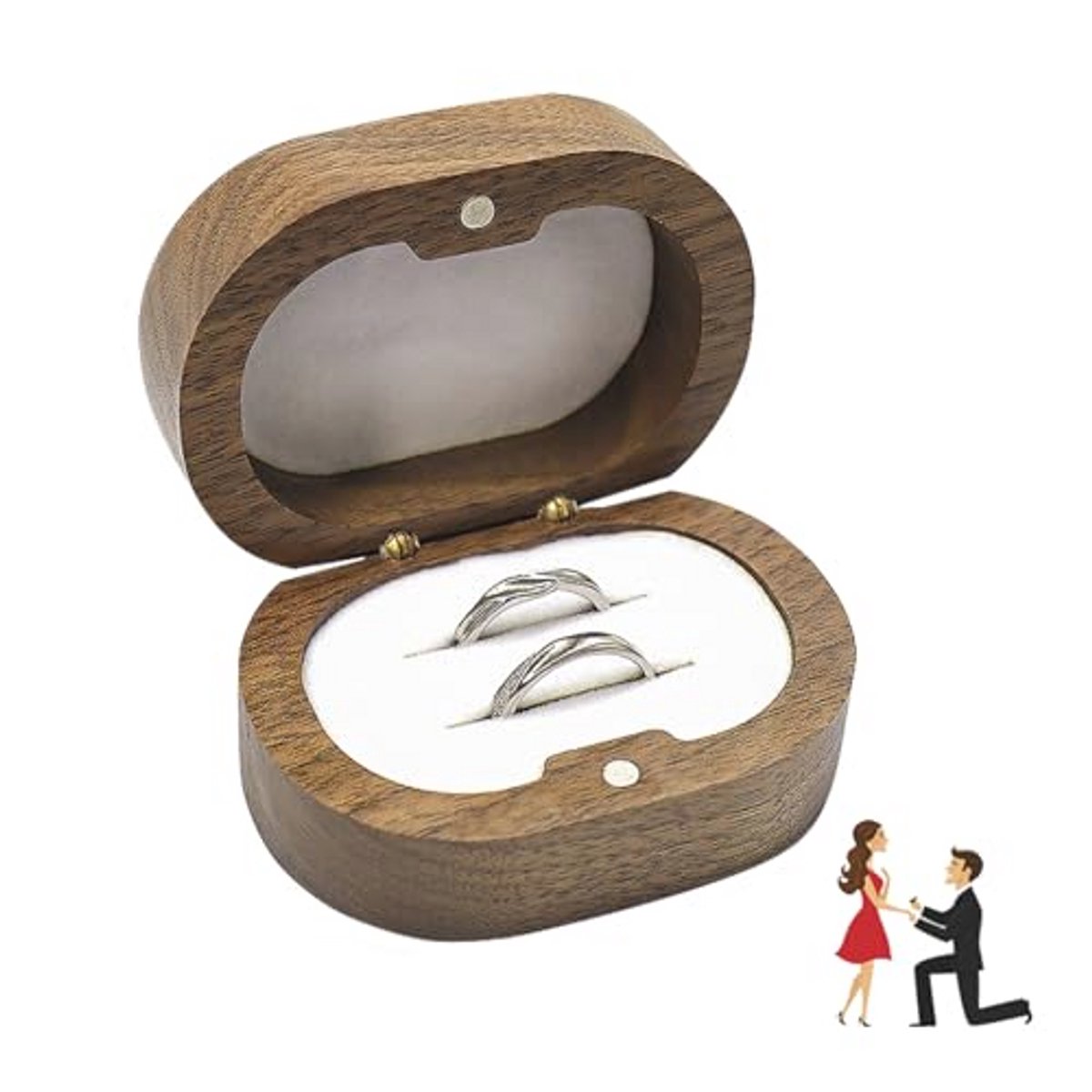Walnoot trouwringdoos en verlovingsringdoos van hout