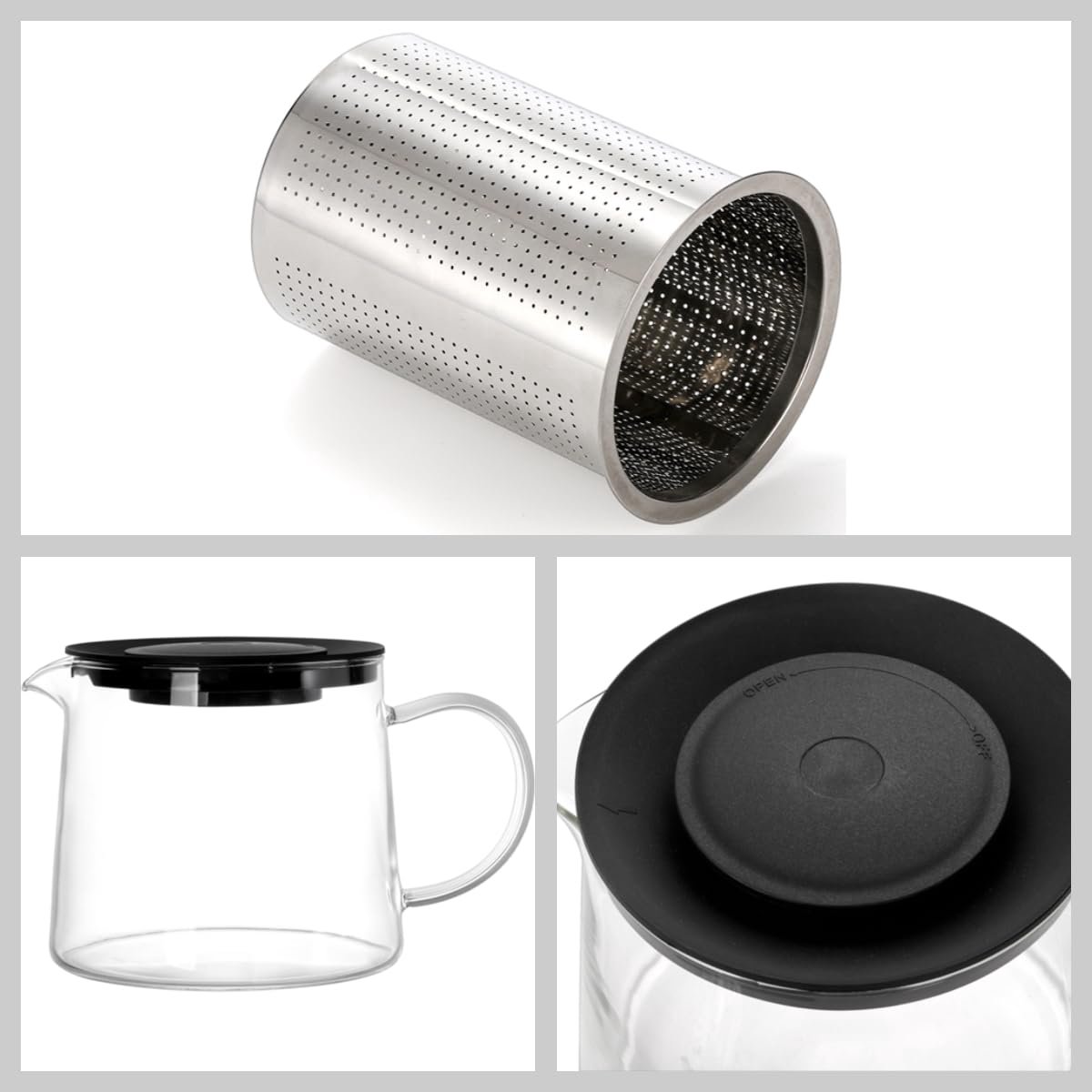 Unyqoos® Stijlvolle glazen theepot met roestvrijstalen filter en afneembare infuser — cadeau in Kookcadeaus - foto 4