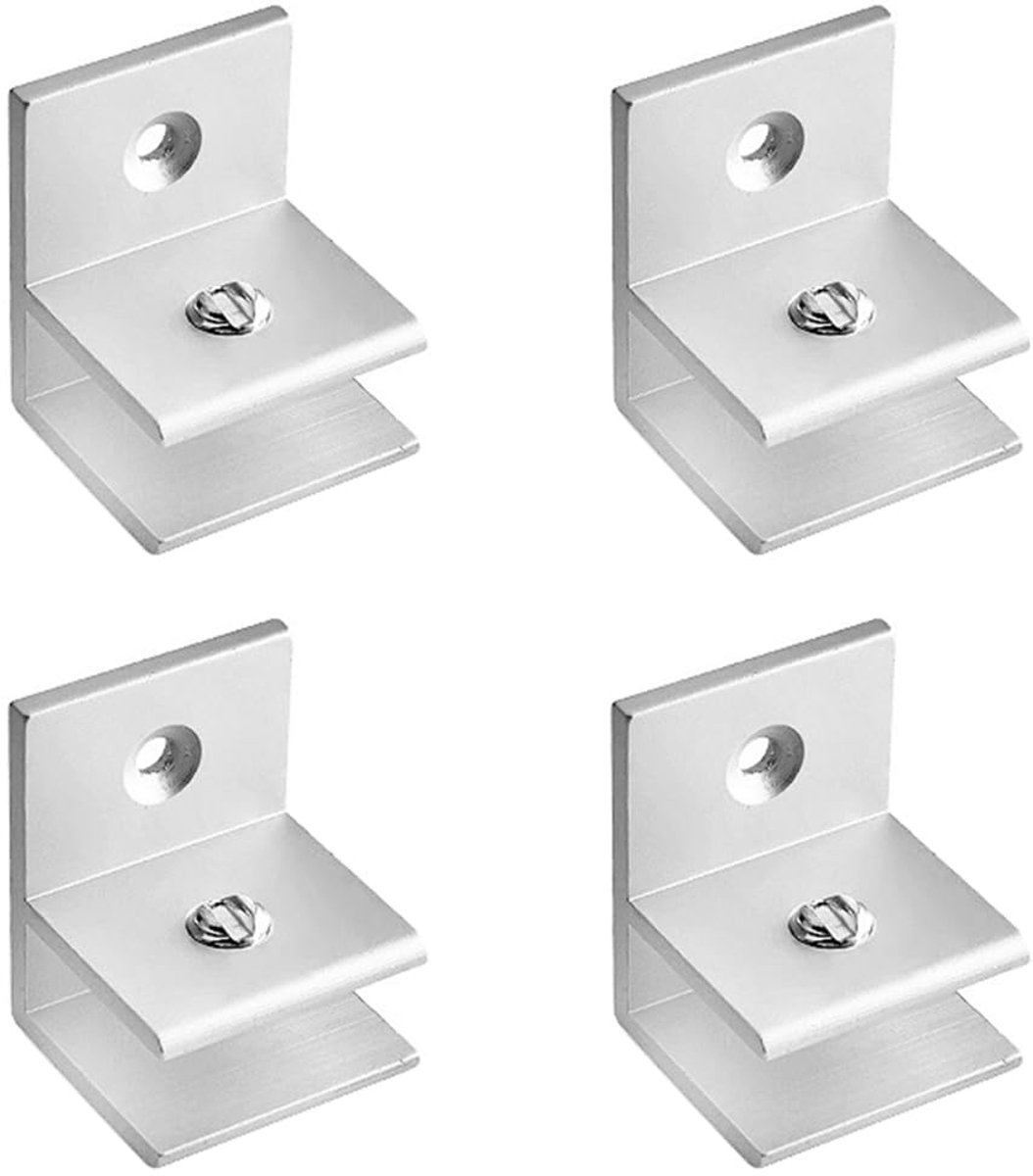 stuks glaspaneelbeugelclips, zilveren glasclips F-vorm, verstelbare 8-10 mm/0,31-0,39 inch glasplankhouder voor slaapkamer, badkamer en keuken