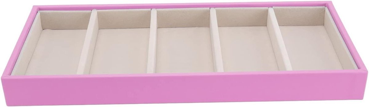 Allecta - Fluwelen Lade voor Sieraden, Bril en Horloge - Stapelbaar - Roze - Organizer met Glazen Display