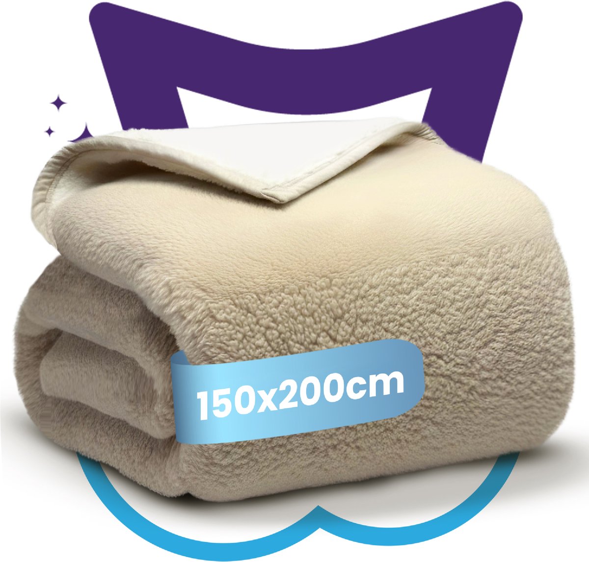 Nice Dreams Extra Dikke Sherpa Plaid – 500 GSM Winterdeken – Super Zacht & Warm – Luxe Cadeau Plaid – 150x200 cm – Creme