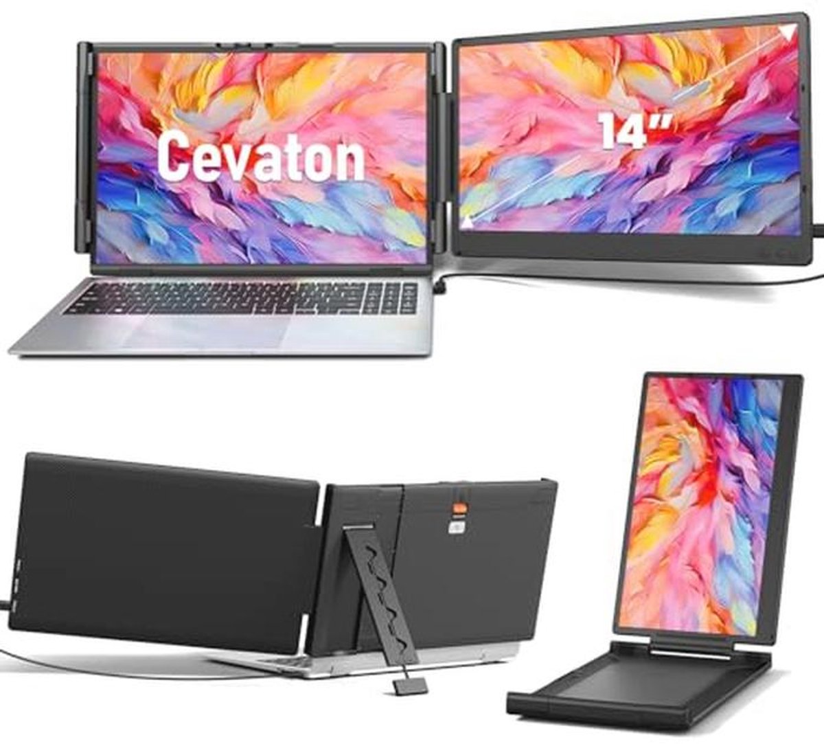 14 inch FHD 1080P IPS Laptop Screen Extender - Portable Monitor for 13-17.3 inch Laptops