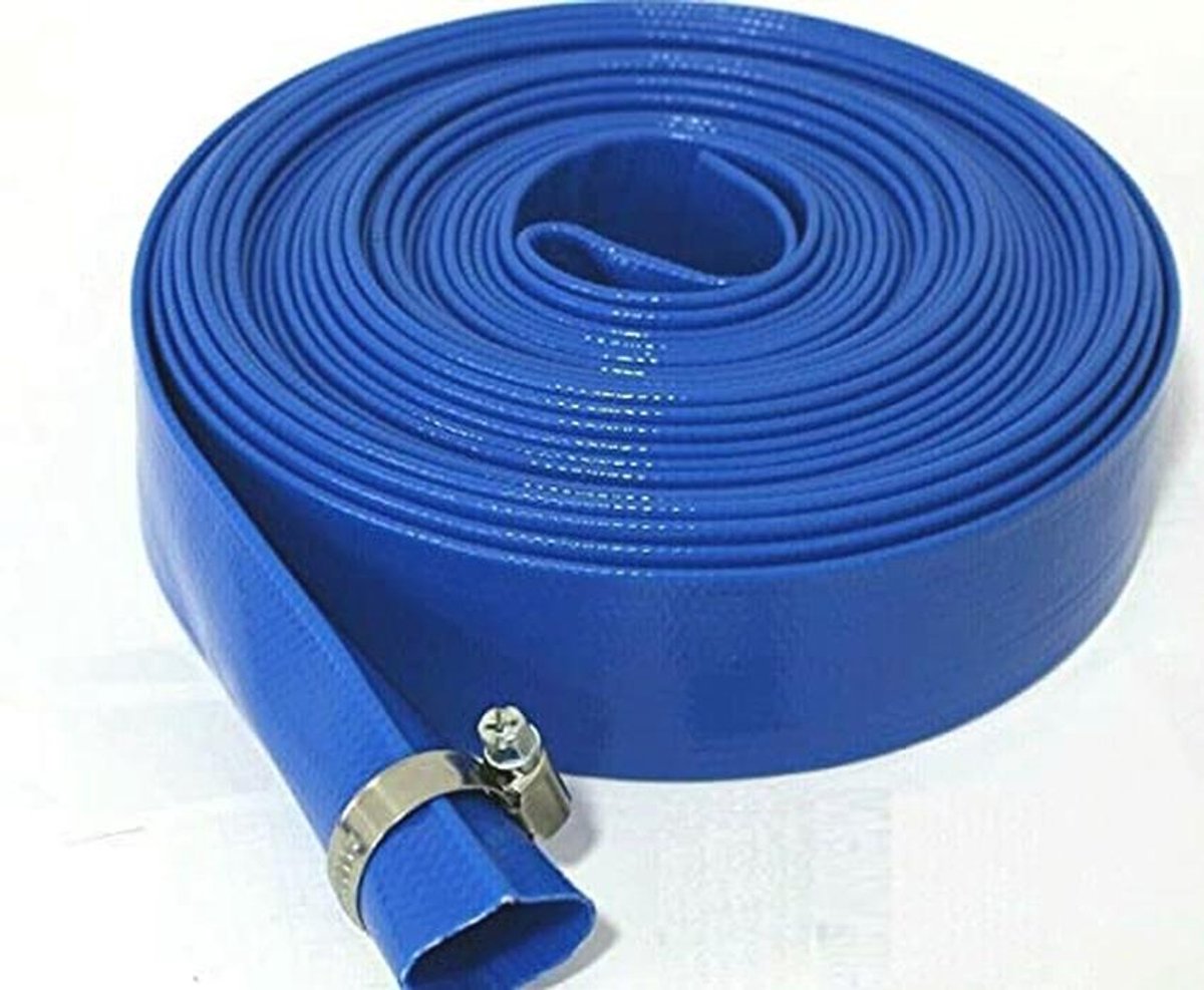 Layflat Waterafvoerslang Pijp voor Irrigatie - 25mm (1") x 5 Meter - Inclusief RVS Slangklem
