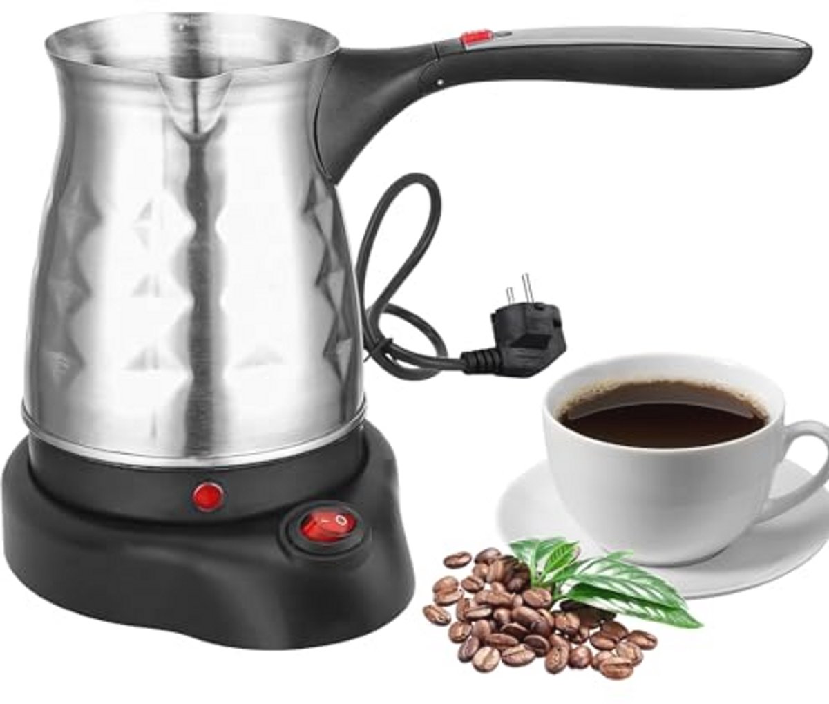 Elektrische Turks Koffiezetapparaat 500 ml - Handvat en Roestvrij Staal voor Inductie en Reizen