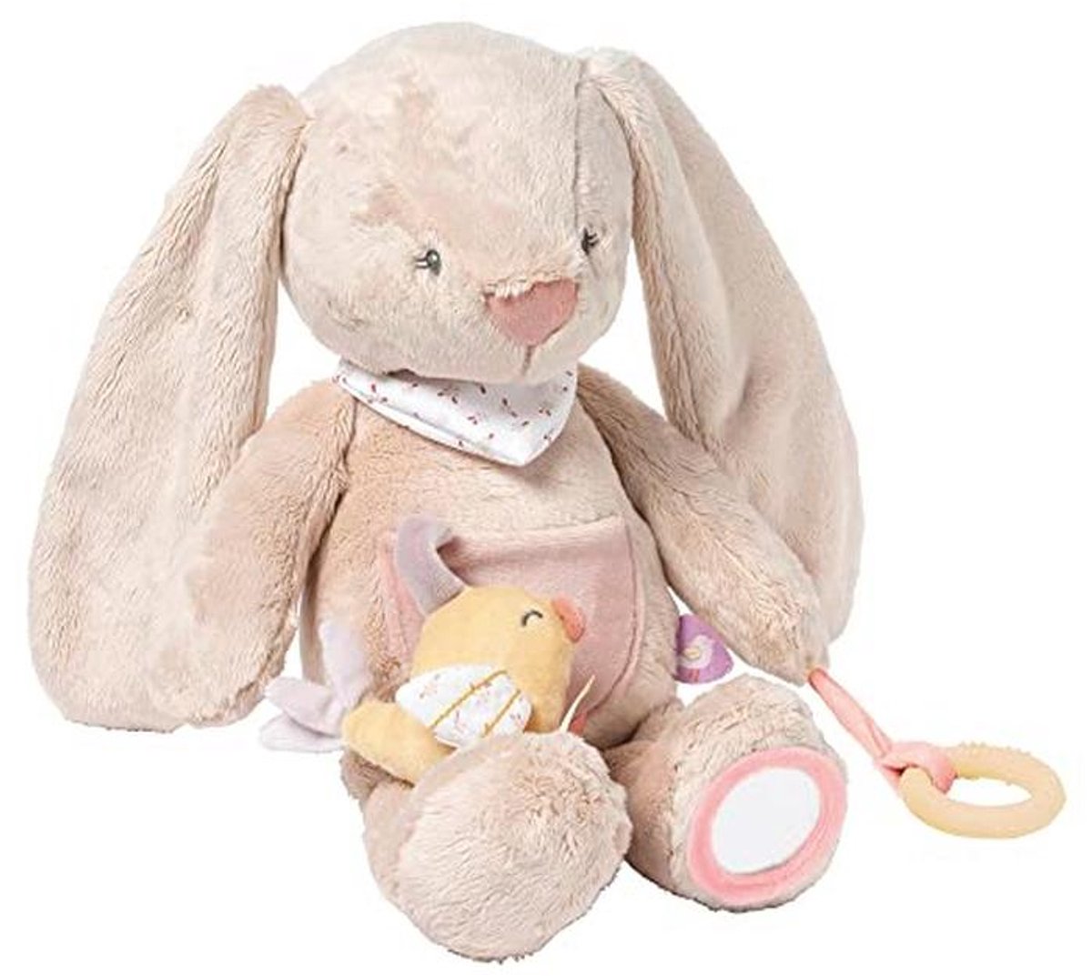 Actief Knuffeldier Konijn met Speelactiviteiten - Oudroze, 40 cm