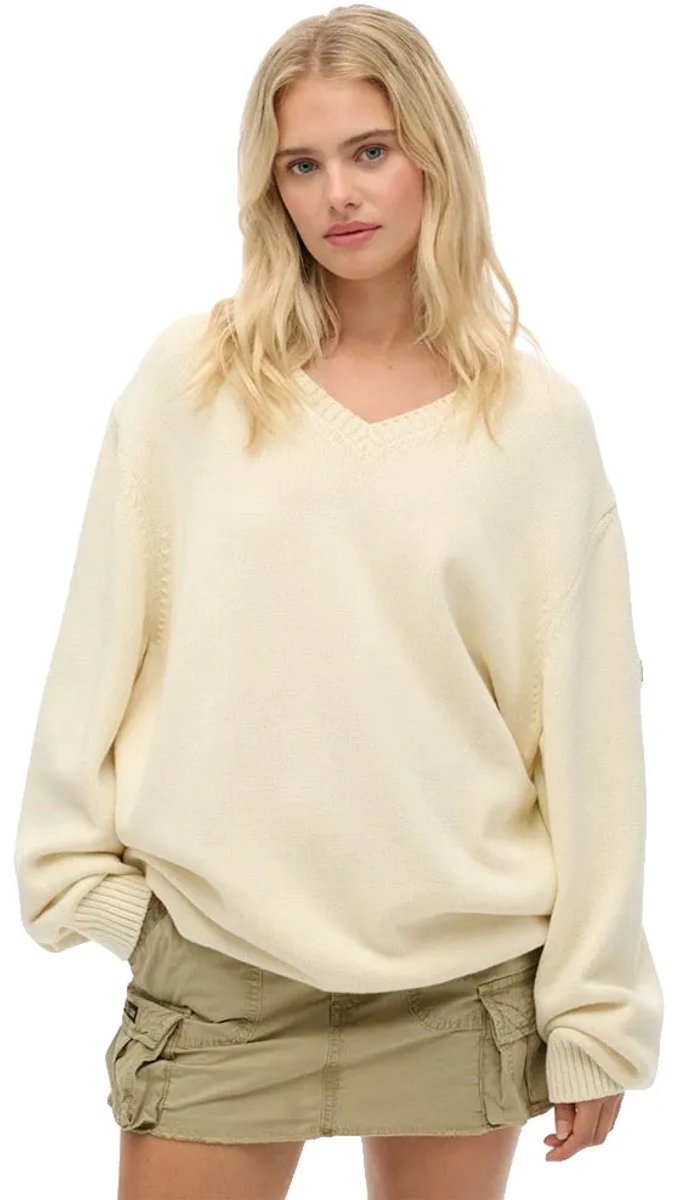 Superdry Oversized V-hals Trui Dames Sweaters Wit