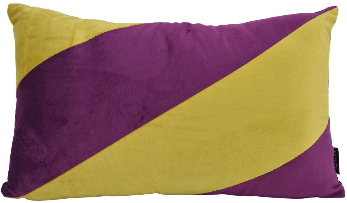 NOVÉE Velvet Swirl Pistache Groen / Aubergine Paars Kussenhoes | 30 x 50 cm | Polyester