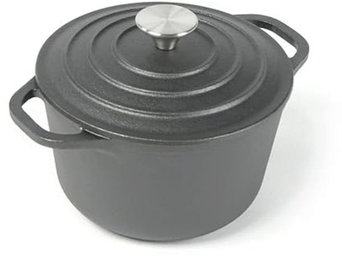 Gietijzeren Dutch Oven 1,5 Quart - Multifunctionele Diepe Ronde Oven met Deksel en Dubbele Handvatten