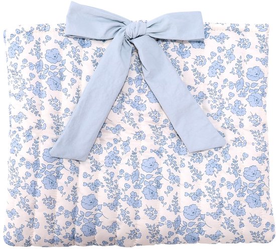 Gevoerde Bijbelhoes met strik, 32x27cm Polyester Blauw Bloemenpatroon Bijbelboekhoes Draagtas Beschermhoes voor Vrouwen en Meisjes Christelijke Cadeaus