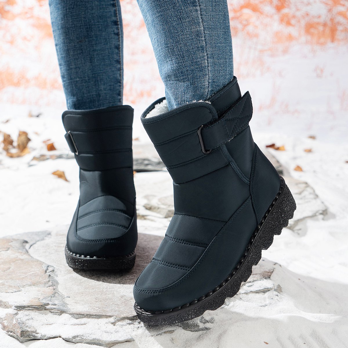 Snowboots - Sneeuwlaarzen -Winter Sneeuwlaars Dames - Waterdichte Sneeuwlaarzen - Winter Voert Warme -Donkerblauw - Maat 37