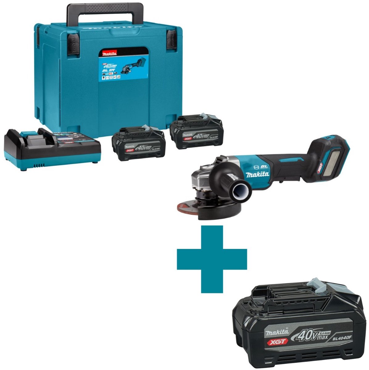Makita GA029GU201 Accu haakse slijper 125mm XGT 40V Max 4.0Ah in Mbox