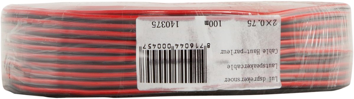 Luidsprekersnoer - 2 x 0,75 mm² - 100 m - rood-zwart