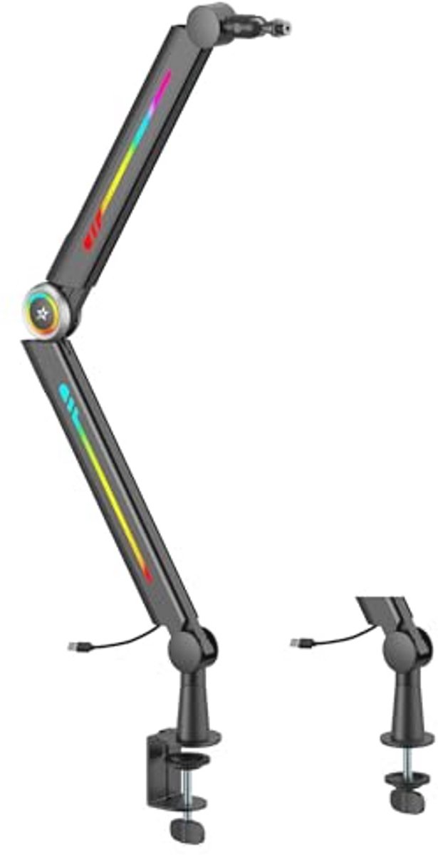 RGB-microfoonarm met dynamische verlichting en 360° draaibaarheid voor streaming