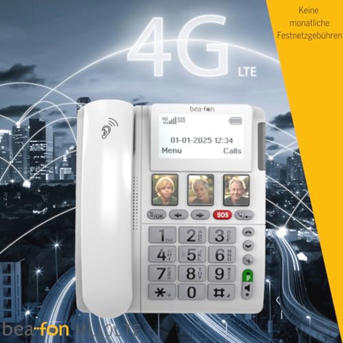 Tafeltelefoon met 4G LTE, SOS-noodoproep, extra grote cijfers en handsfree functie