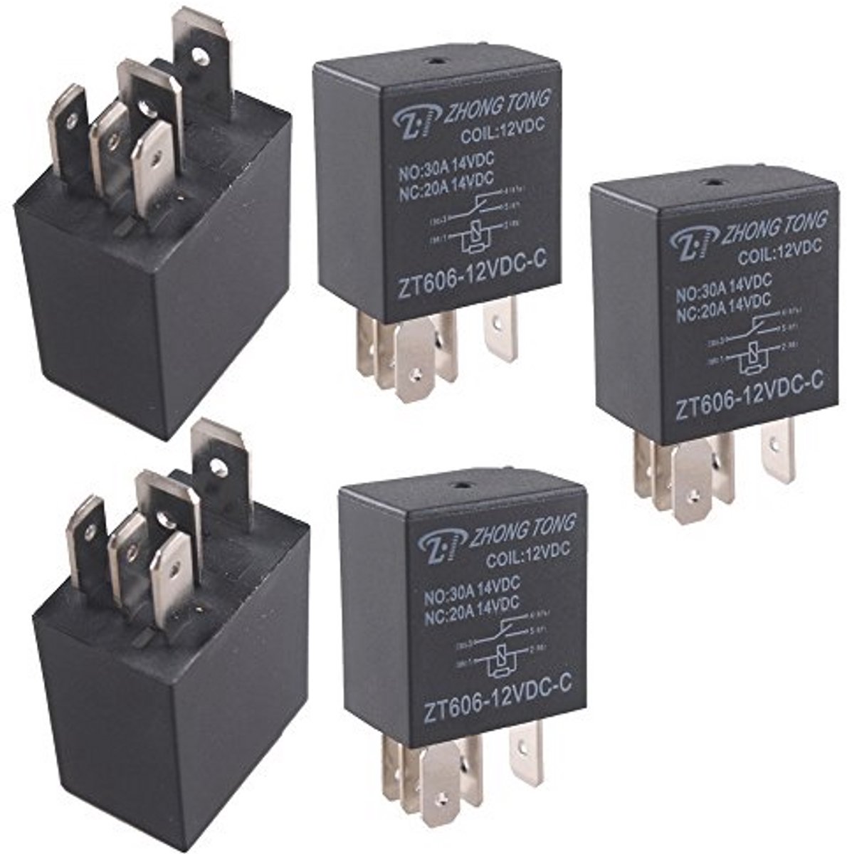 5 x 12V 30A 5-polig SPDT auto relais voor motorfiets en boot