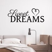 Stickerheld - Muursticker Sweet dreams - Slaapkamer - Droom zacht - Slaap lekker - Engelse Teksten - Mat Zwart - 41.3x108.8cm