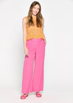 LOLALIZA Linnen look broek - Fuchsia - Maat 40