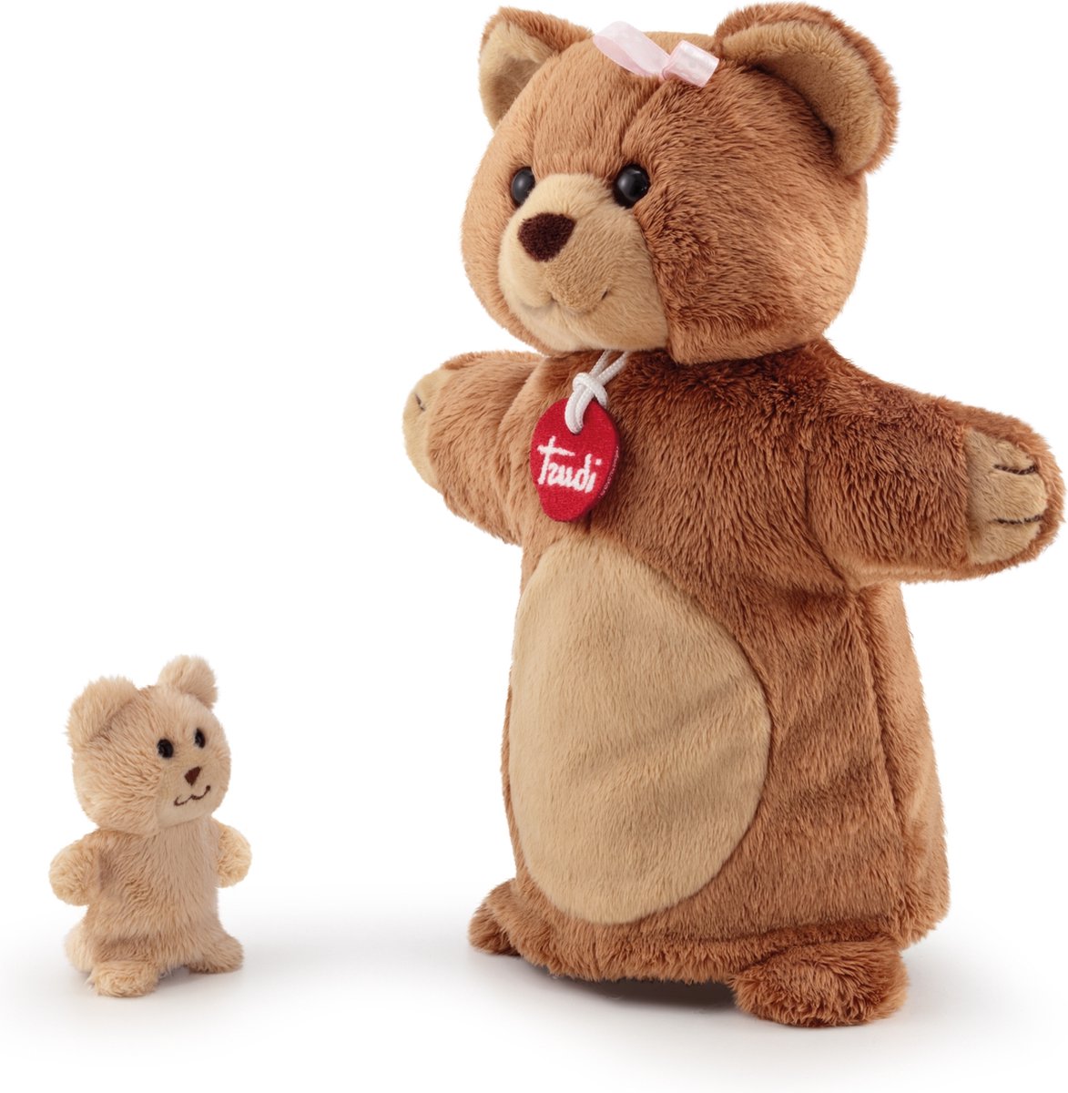 Trudi Handpop Teddybeer met Baby ca. 26 cm (Maat S) - Trudi