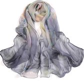 LIXIN Elegant Stijlvol Sjaal Dames - Kleur 2 - Hals sjaaltje 160x50 cm - Neksjaaltje - Dames nek sjaaltje - Pure zijde gevoel - Zijde Blend - Omslagdoek - Satijn Zijdezacht -  Bloemenprint - Dames accessoires
