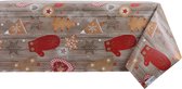 Raved Tafelzeil Kerst Design  140 cm x  320 cm - Bruin - PVC - Afwasbaar