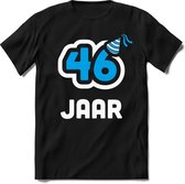 46 Jaar Feest kado T-Shirt Heren / Dames - Perfect Verjaardag Cadeau Shirt - Wit / Blauw - Maat XXL