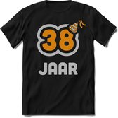 38 Jaar Feest kado T-Shirt Heren / Dames - Perfect Verjaardag Cadeau Shirt - Goud / Zilver - Maat XXL