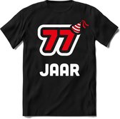 77 Jaar Feest kado T-Shirt Heren / Dames - Perfect Verjaardag Cadeau Shirt - Wit / Rood - Maat 7XL