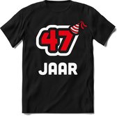 47 Jaar Feest kado T-Shirt Heren / Dames - Perfect Verjaardag Cadeau Shirt - Wit / Rood - Maat M