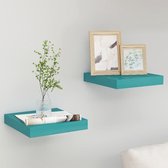 Wandschappen zwevend 2 st 23x23,5x3,8 cm MDF blauw