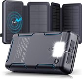 Thunderz Powerbank 30000 mAh - Quick Charge 3.0 - Qi Wireless charge - Outdoor 4 Zonnepanelen - Solar charger PD18W - 4 Outputs - Portable Solar Powerbank Zonneenergie
