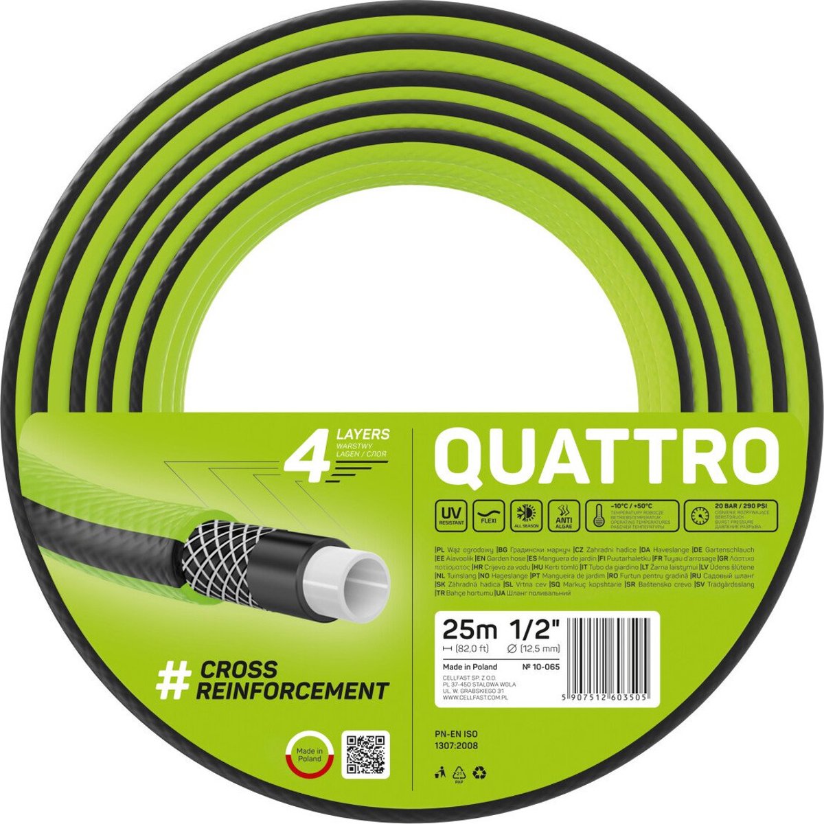 Cellfast - Quattro Tuinslang - 1/2 "25m 4 lagen gevlochten kruisen