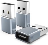 3x USB C naar USB A Converter - Opzetstuk - Adapter - Verander je USB C naar USB C kabel naar een USB A kabel