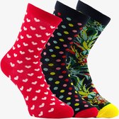 3 paar dames sokken met print - Rood - Maat 35/38