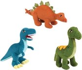 JEMINI Les Jeminosaurs Set van 3 diplodocus, velociraptor en stegosaurus dinosaurus knuffels +/- 18 cm 100% gerecycled