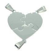 Vriendschapshartje® 3 Puzzelstukjes rvs hart - bff ketting voor 3 - personaliseer - inclusief graveren