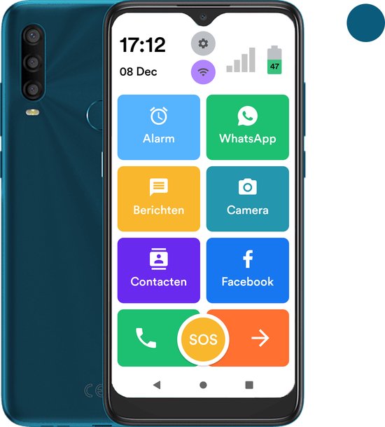 Senifone ONE Senioren Smartphone - Groen - Voor Ouderen - 32GB - WhatsApp & SOS Functie