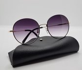 Dames Zonnebril UV400 - bril met metalen montuur met brillenkoker / grijze glas - 8106 - lunettes de soleil -Aland optiek