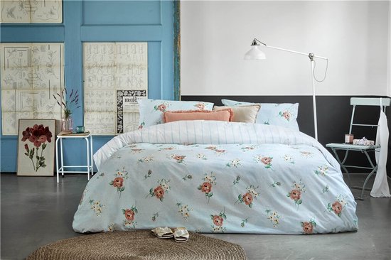 Walra Dekbedovertrek Red Roses - 200x220 - 100% Katoen (BCI) - Blauw van Merkloos — afbeelding 5