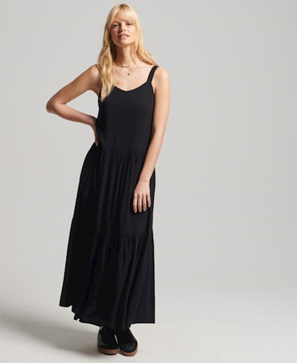 Superdry Dames Geweven Studios maxi-jurk Zwart
