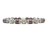 Beaddhism - Armband - Rioja - Triple Kashmir Caps - Zilver - 8 mm - 19 cm