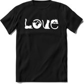 Cat Love - Katten T-Shirt Kleding Cadeau | Dames - Heren - Unisex | Kat / Dieren shirt | Grappig Verjaardag kado | Tshirt Met Print | - Zwart - 3XL