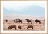 Poster Met Eiken Lijst - Wrattenzwijnen Wildebeest Poster