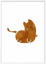 Poster Met Witte Lijst - Retro Kat Poster