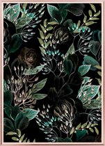 Poster Met Metaal Rose Lijst - Groene Eucalyptus Rozen Poster