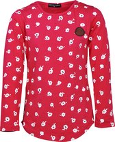 Meisjes shirt lange mouwen fuchsia met witte bloemen | Maat 140/ 10Y