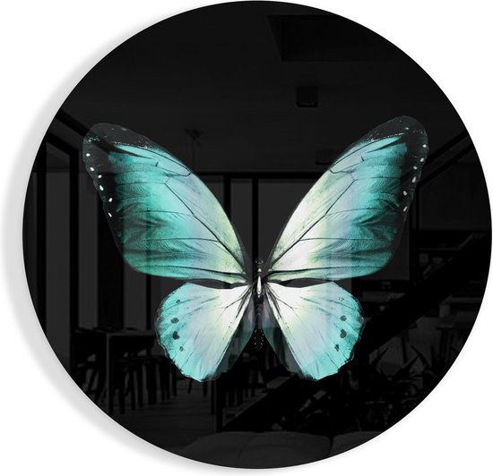 Insigne Glazen Schilderijen - Dieren Glasschilderij - Rond - Mooie Muurcirkel  - Vlinder - 60 cm | 4 mm