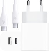USB C Adapter 2 Poorten + USB C Naar USB-C Kabel - 1 Meter - 20W Snellader - Lader met Laadkabel